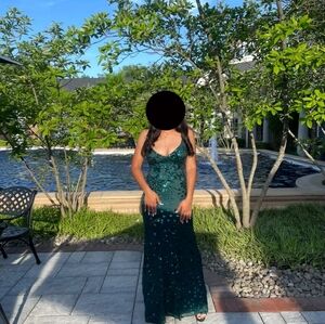 Elegant Green Sequin Evening Gown Or Prom Dress